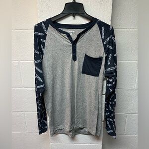 Carbon Gray and Navy Long Sleeve Tee